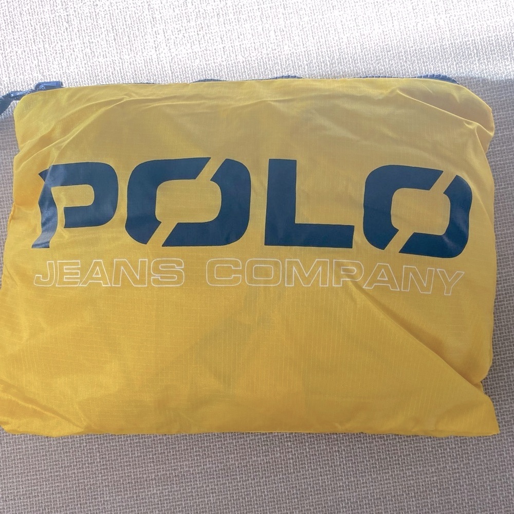 🏇🏽💛Polo Ralph Lauren Jeans Packable Windbreaker Jacket Yellow Blue Size M - Picture 2 of 12